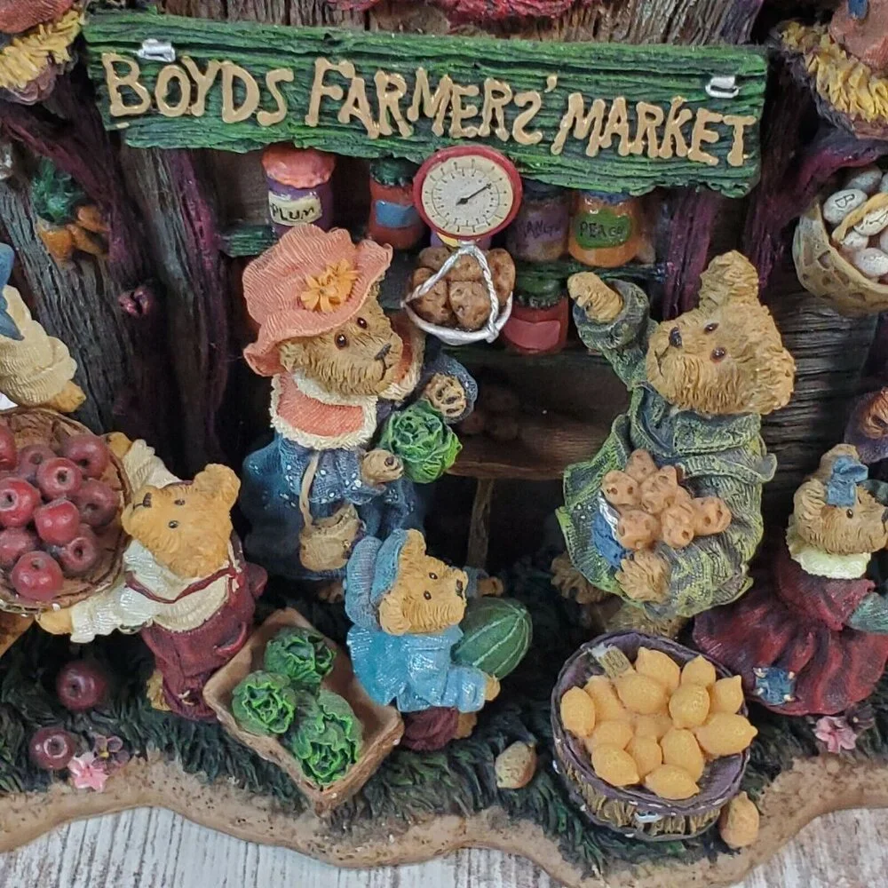 Boyds Bears Danbury Mint Farmers Market Collector Apple Shaped Clock Retired